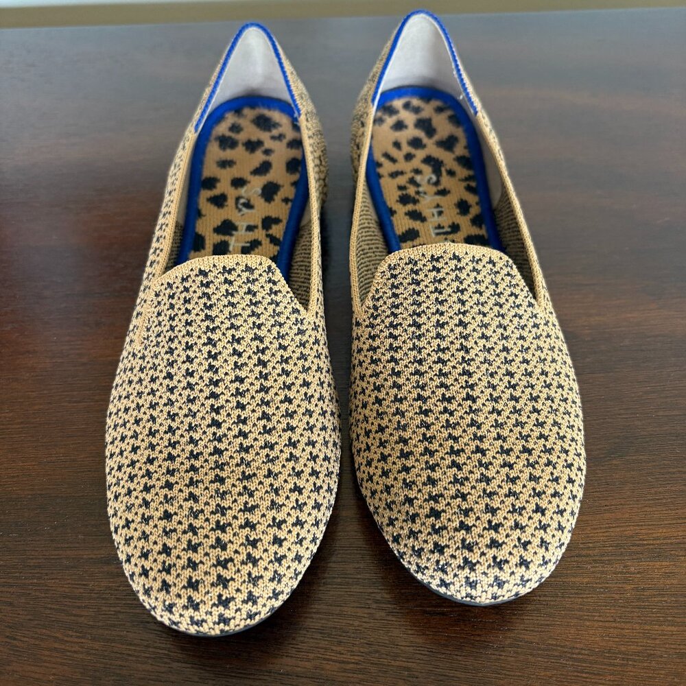 EUC Rothy's Gold Black Metallic Houndstooth Loafers, sz 8.5